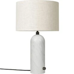 Gubi Gravity Tischlampe Klein, Weiß Marmoriert / Canvas