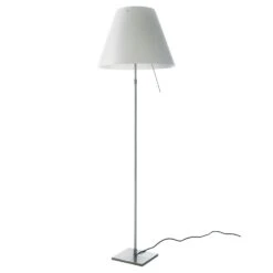 Luceplan Costanza Floor Lamp, Aluminum/White