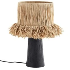 Madam Stoltz Tischlampe Terrakotta / Raffiabast