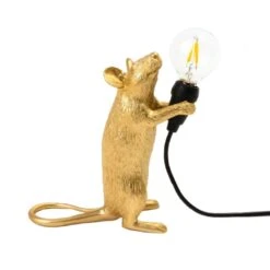 Seletti Mouse Lamp Step Tischlampe, Gold